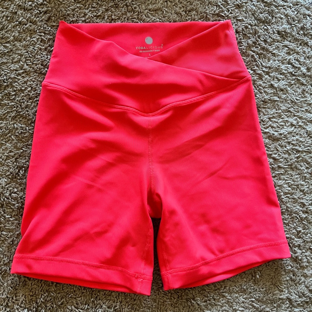 Bright pink biker shorts